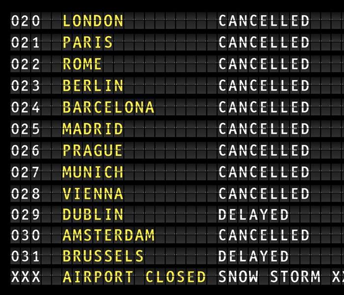 Flight chart displaying canceled flights